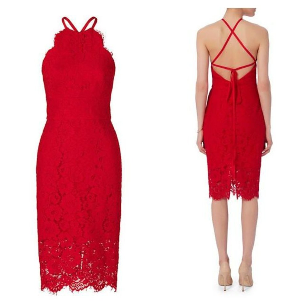 Lover Oasis Red Lace Halter Dress Intermix Exclusive Size 4